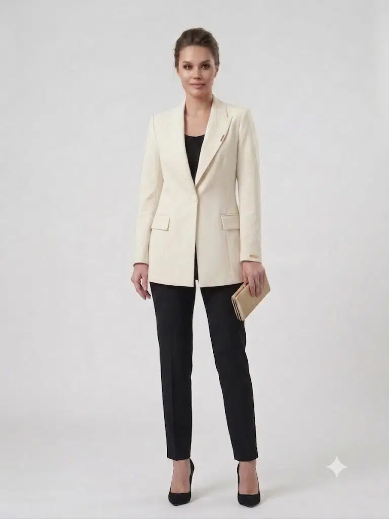 BEETHOVEN KADELLİ Kruvaze Yaka Klasik Kesim Blazer Ceket 56475 - EKRU