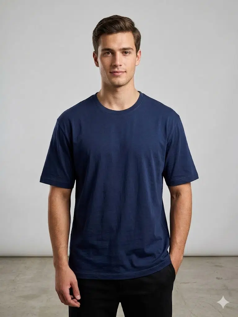 Centilmen Erkek Bisiklet Yaka Düz Sade Klasik T-Shirt 2517044 - LACİVERT