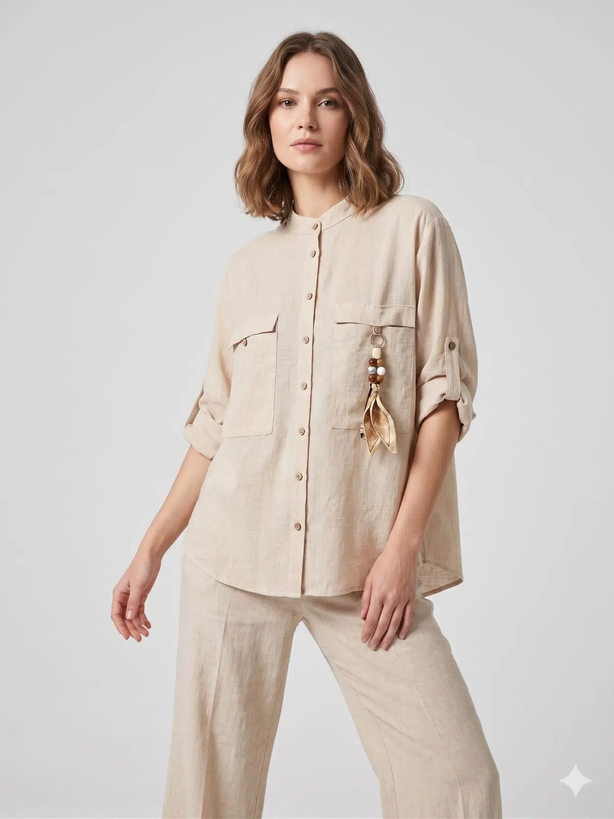 DOSSO DOSSİ Aksesuar Detaylı Bluz 1183 - BEJ