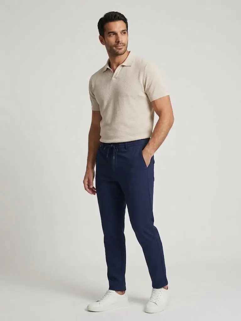 ECER Erkek Beli Lastikli ve Bağcıklı Smart Casual Pantolon 10286510 - LACİVERT