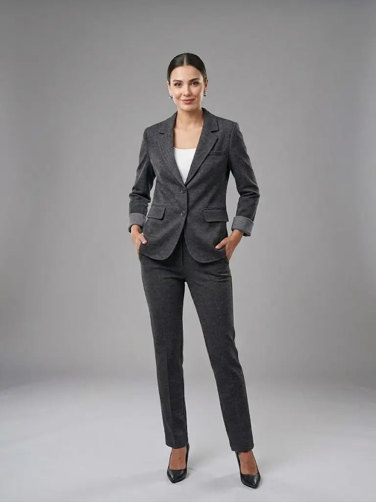 EKOL Melanj Duble Kol Blazer Ceket 4205 - SİYAH