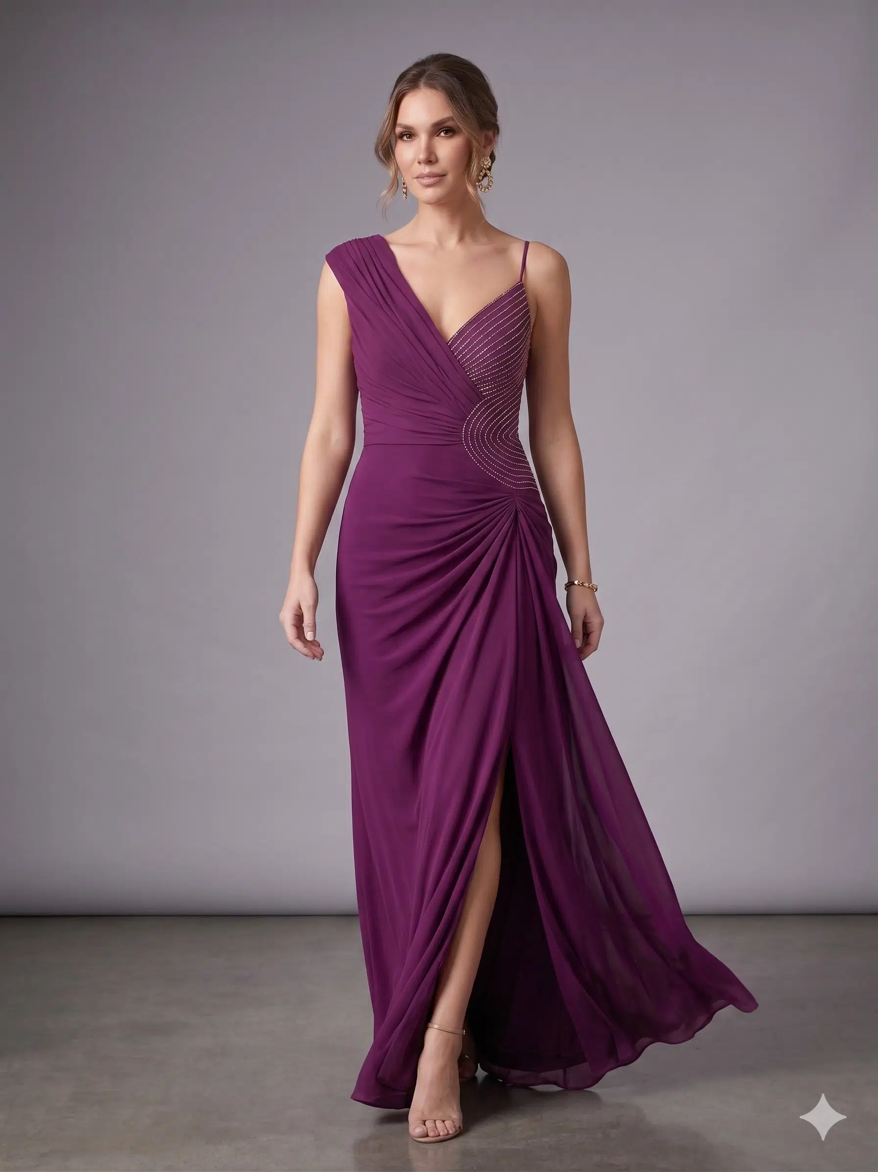FOR COSTUME Tek Omuz Abiye 10536 - VİOLET