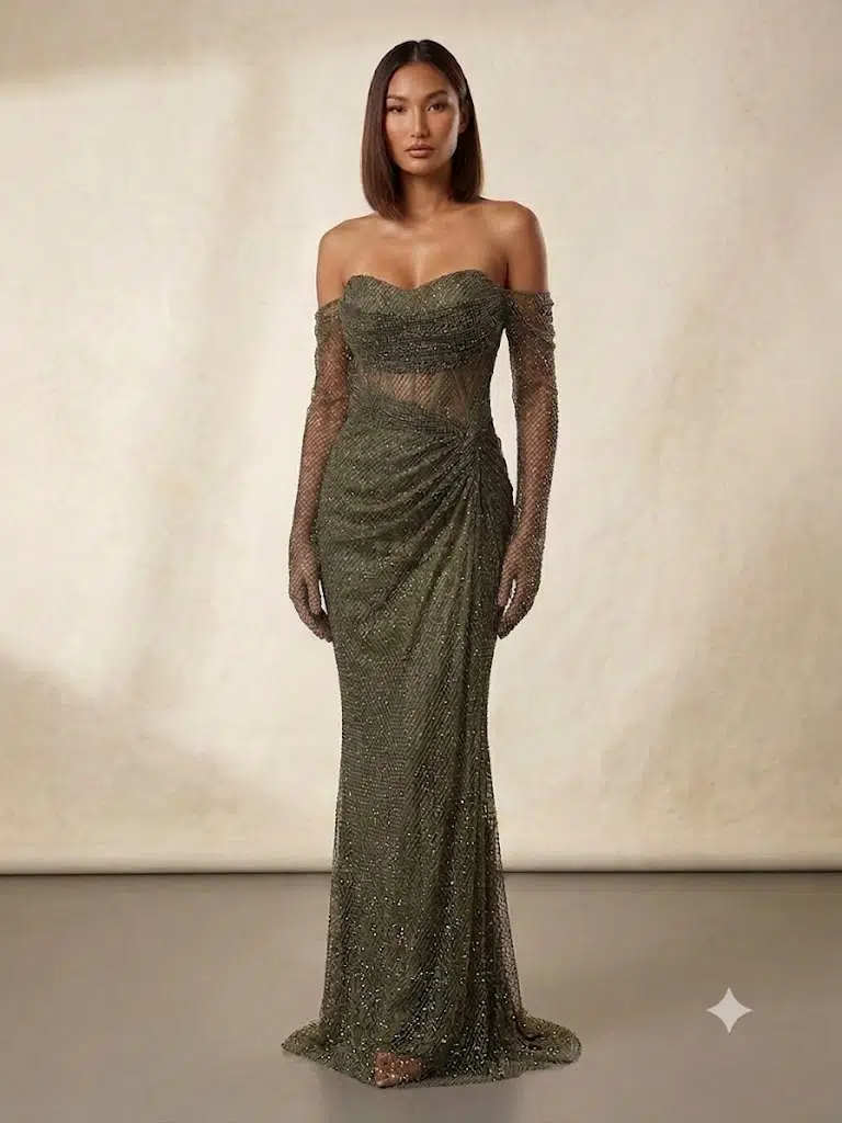 FOR COSTUME ABİYE ELBİSE 10344 - HAKİ