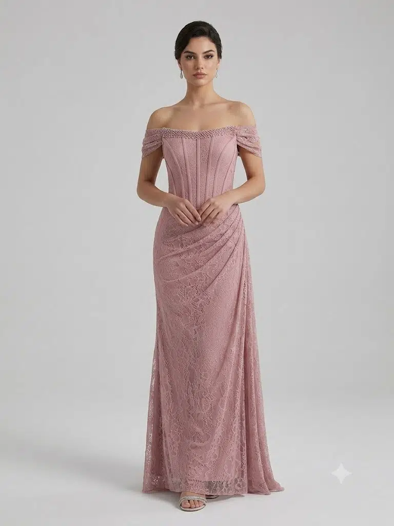 FOR COSTUME ABİYE ELBİSE 9923 - PUDRA