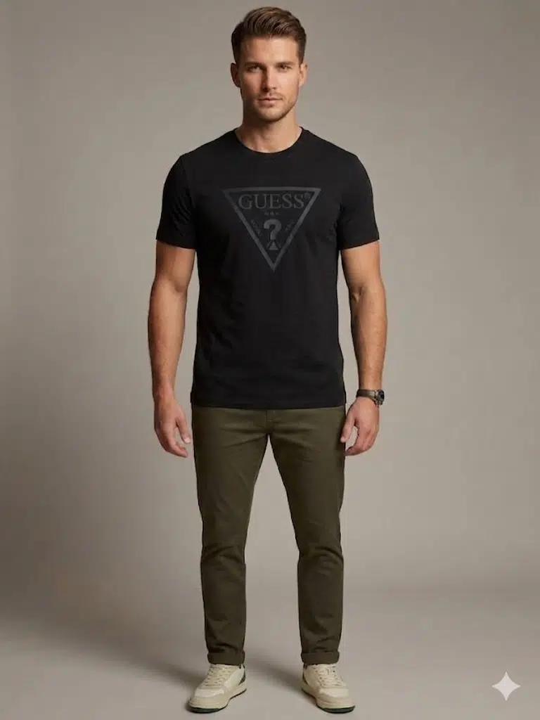 GUESS Erkek Günlük Casual Baskılı T-Shirt Z4YI12I3Z14 - SİYAH