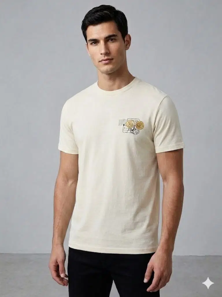 GUESS Erkek Modern Kesim Bisiklet Yaka T-Shirt M6GI37K3318 - EKRU