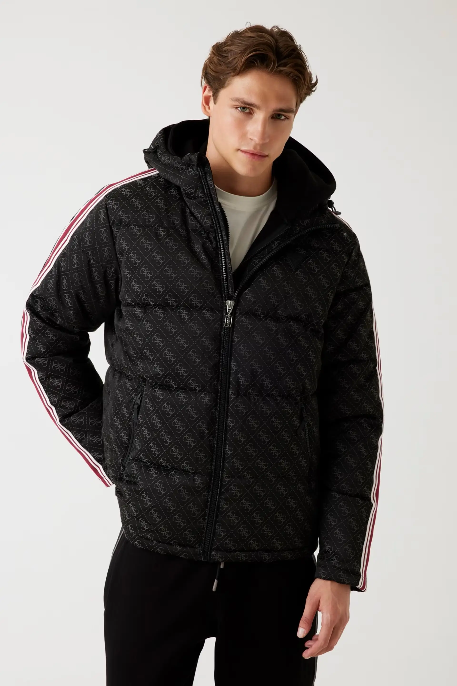 GUESS 4G Kapüşonlu Şişme Mont Z5BL02WFIQ2 - ANTRASİT