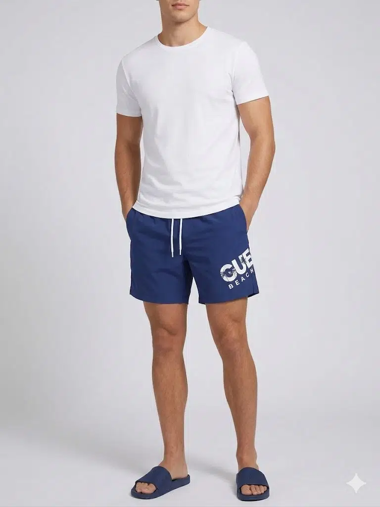 GUESS Beach Erkek Kırmızı Deniz Şortu Mayo F5GT27WG2E2 - LACİVERT