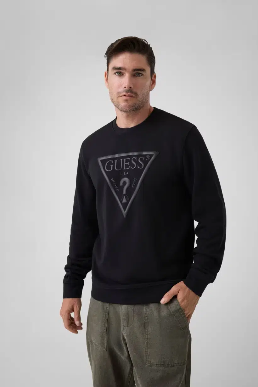 GUESS Nakışlı Logolu Sweatshirt M6YQ37K4103 - SİYAH