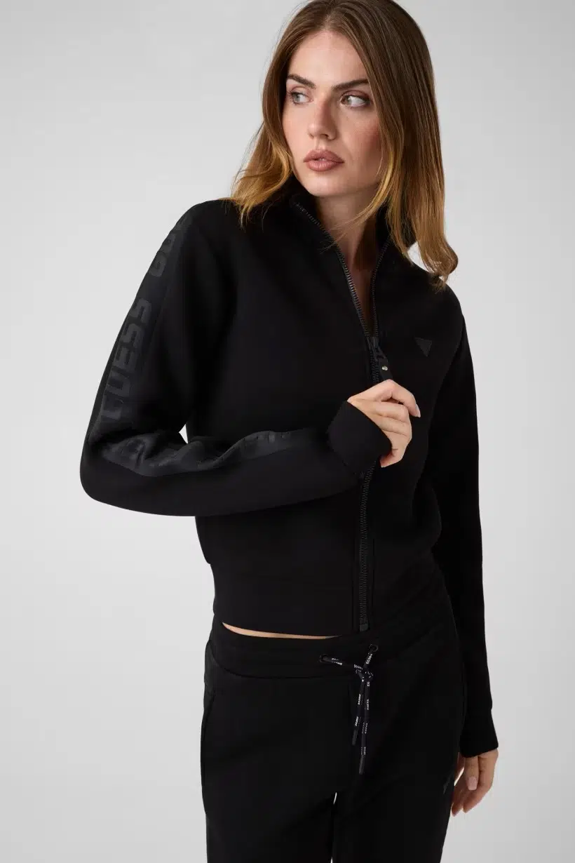 GUESS Yan Şerit Logolu Sweatshirt V2YQ17K7UW2 - SİYAH