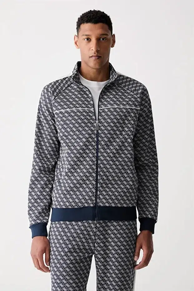 GUESS Parimo Dik Yaka Tam Fermuarlı Sweatshirt Z6YQ16K4620 - LACİVERT
