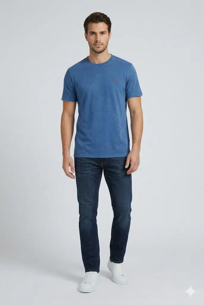 GUESS Erkek Bisiklet Yaka Kısa Kollu Basic T-Shirt F4GI09KA260 - LACİVERT