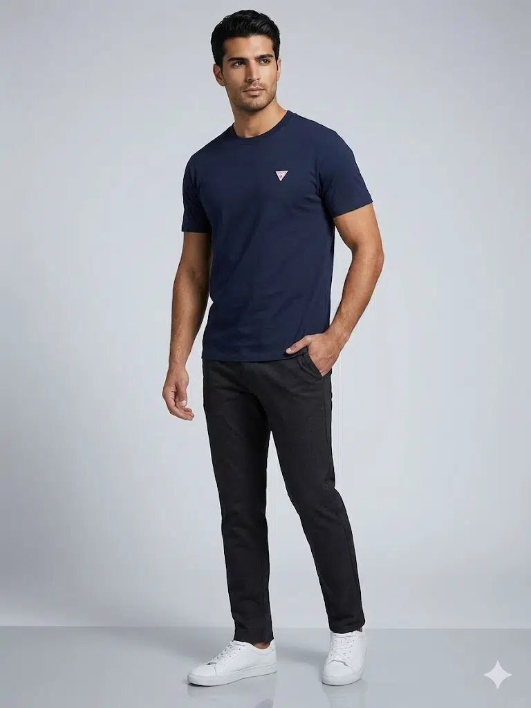 GUESS Üçgen Logolu T-Shirt M4YI46K8FQ4 - LACİVERT