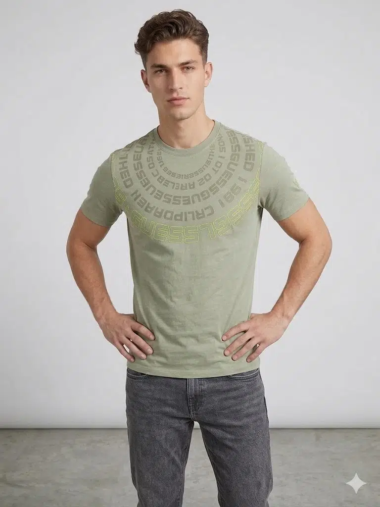 GUESS Erkek Casual Slim Fit Kısa Kollu Tişört Z4RI09JR06K - KIR.BEYAZ