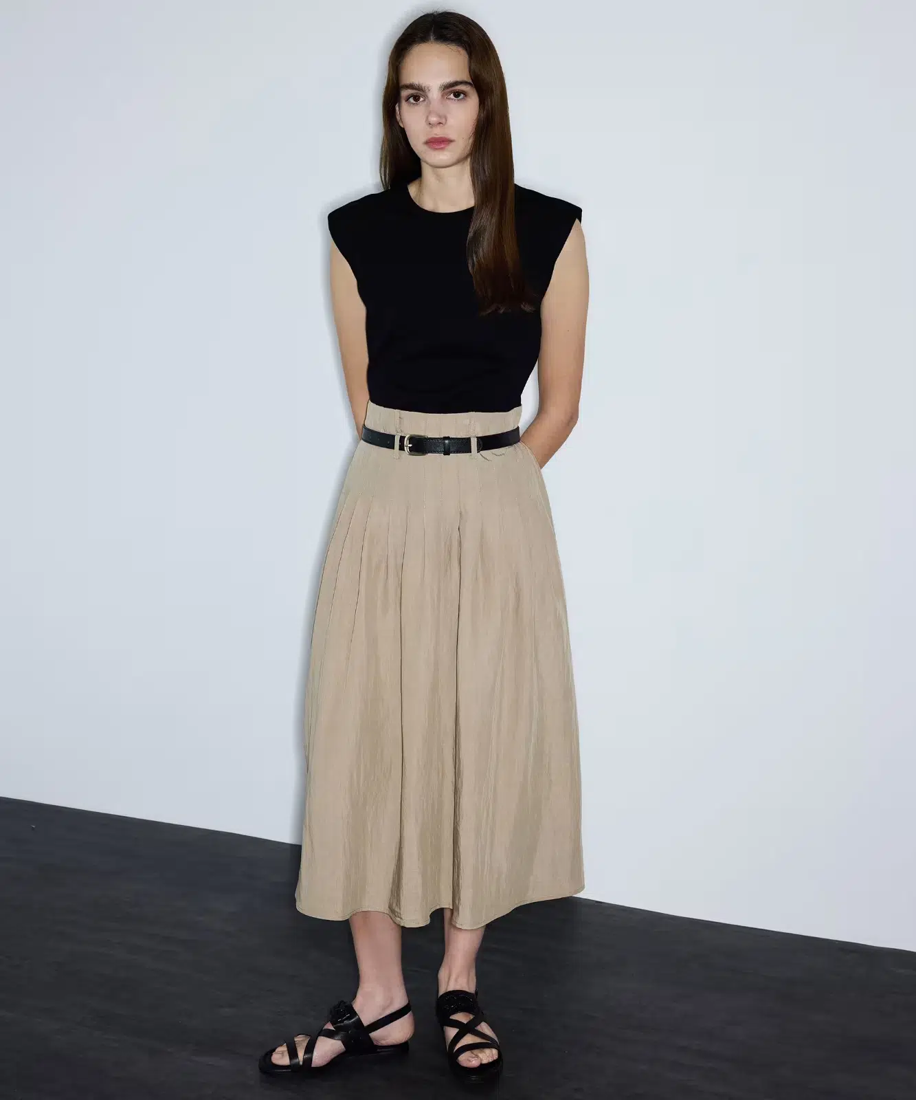 İPEKYOL Çift Parça Görünüm Colorblock Elbise IS1260002207 - NATUREL