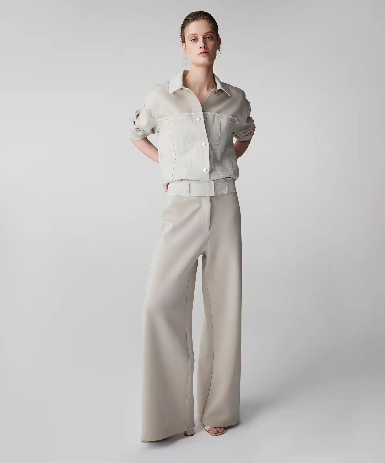 İPEKYOL Kontrast Bel Raw Edge Pantolon IS1260003102 - BEJ