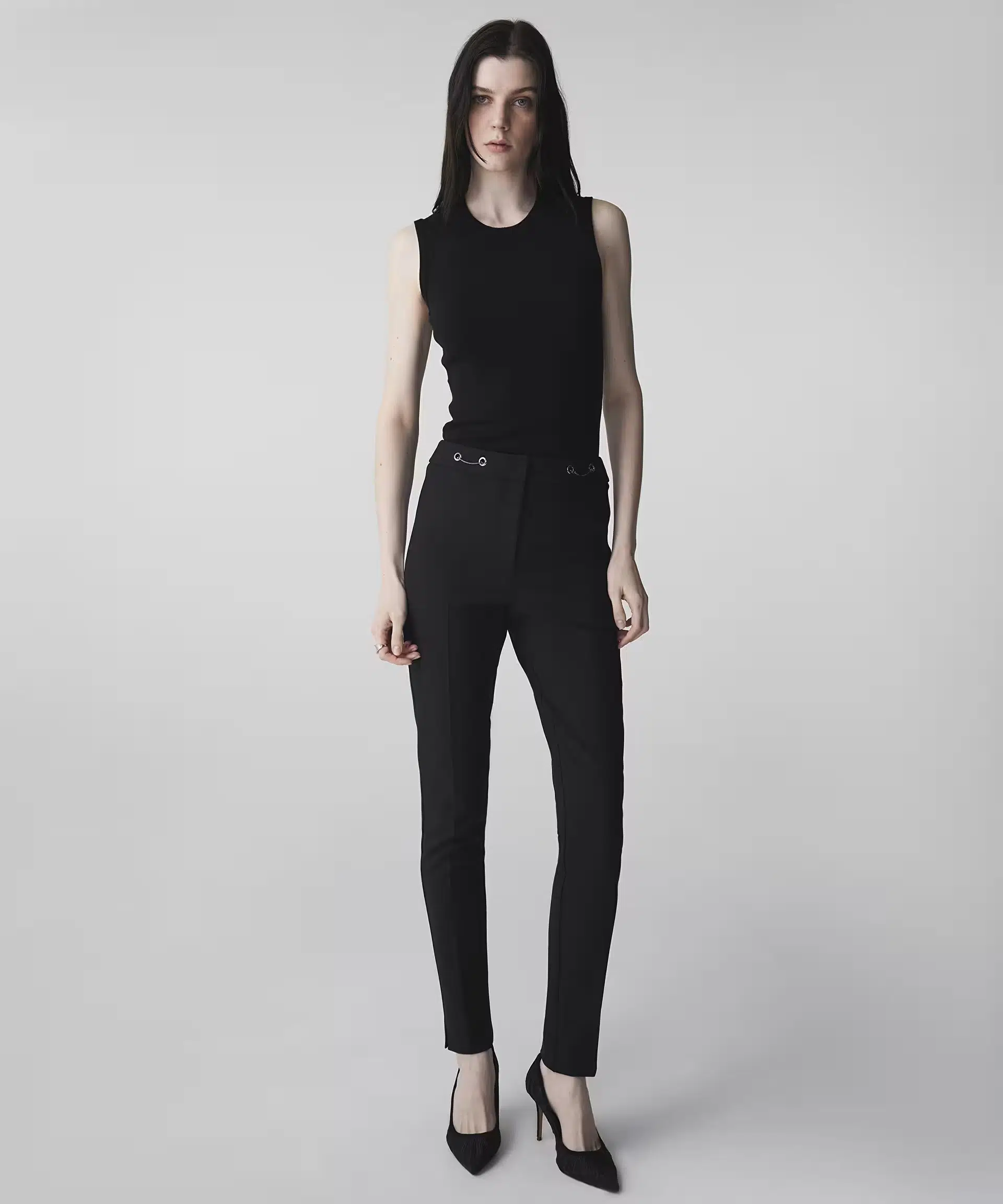İPEKYOL Metal aksesuarlı skinny fit pantolon IS1260003166 - SİYAH