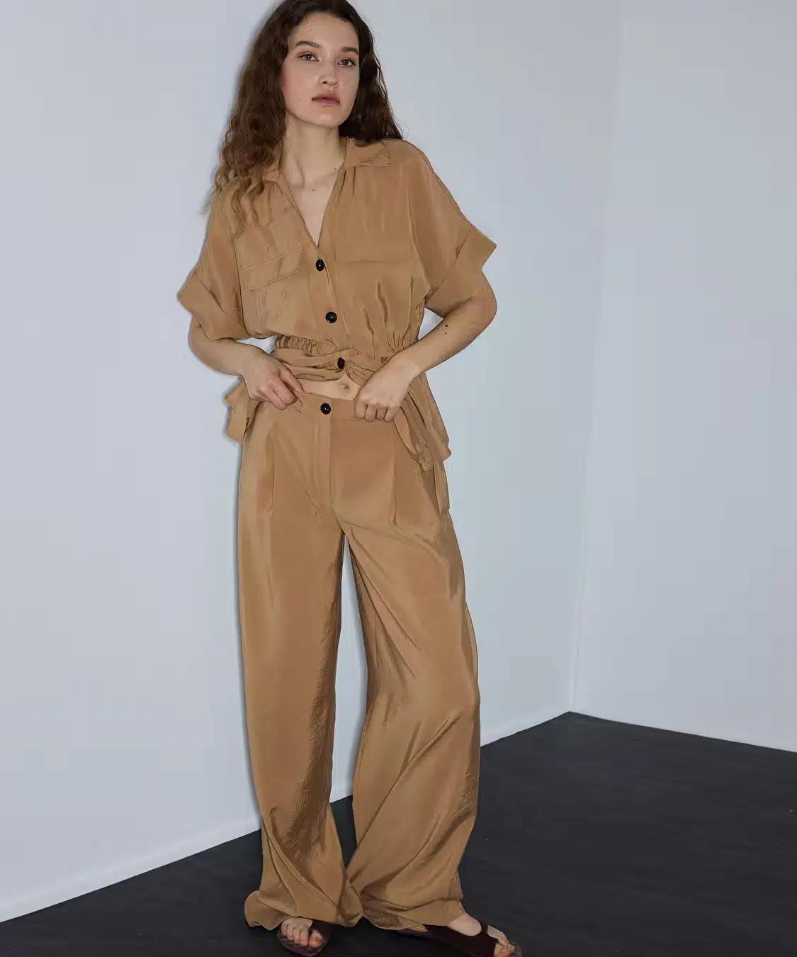 İPEKYOL Modal İçerikli Wide Leg Pantolon IS1260003247 - NATUREL