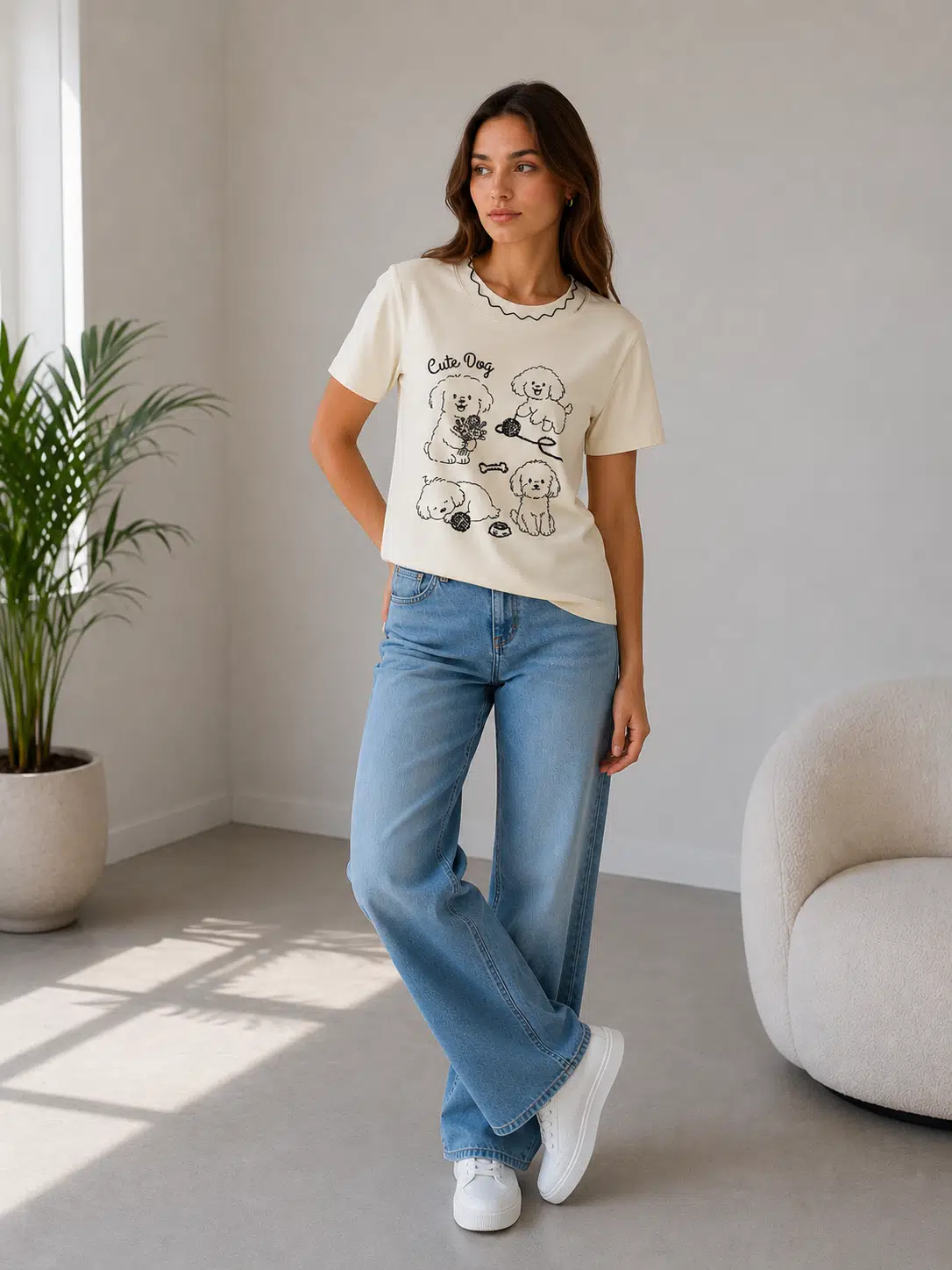 IT'S BASIC T-SHIRT 1161 - KREM