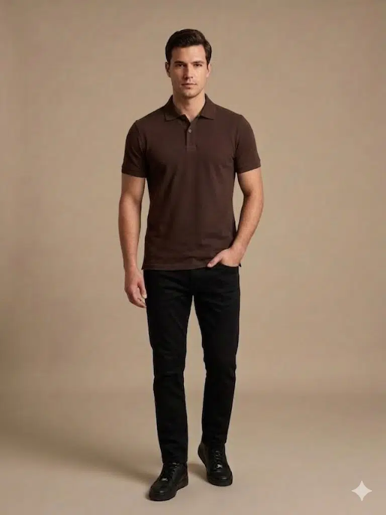 KİP Erkek Polo Yaka Basic T-Shirt 1830 - KAHVE