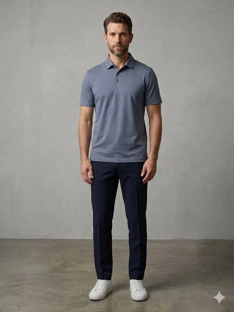 KİP Rahat Kalıp Kısa Kollu Likralı Örme Polo T-Shirt 10057 - İNDİGO