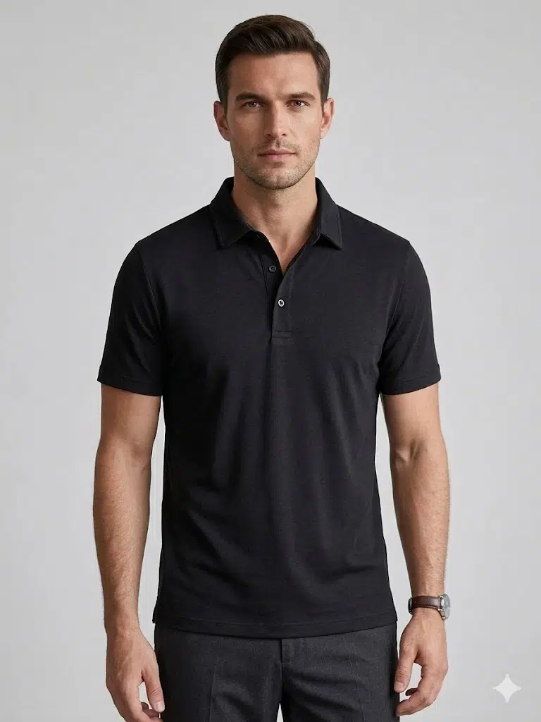 KİP Rahat Kalıp Kısa Kollu Likralı Örme Polo T-Shirt 10057 - SİYAH