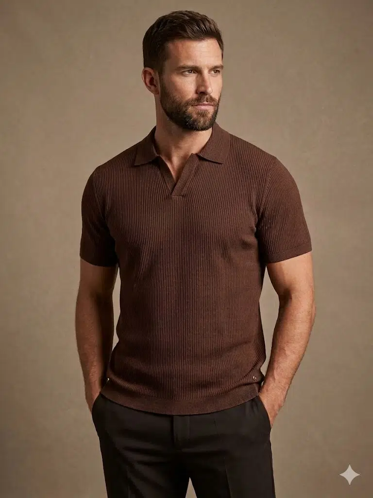 KİP Erkek Triko Polo Yaka Kısa Kollu T-Shirt 10134 - KAHVE