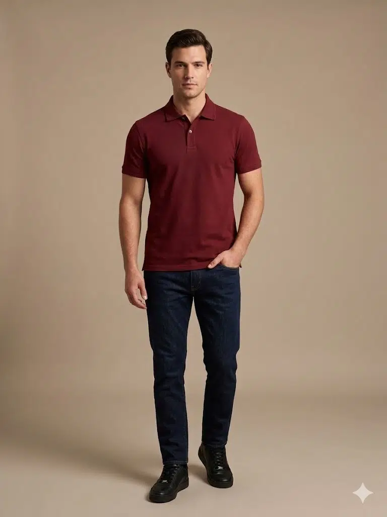 KİP Erkek Polo Yaka Basic T-Shirt 1830 - BORDO