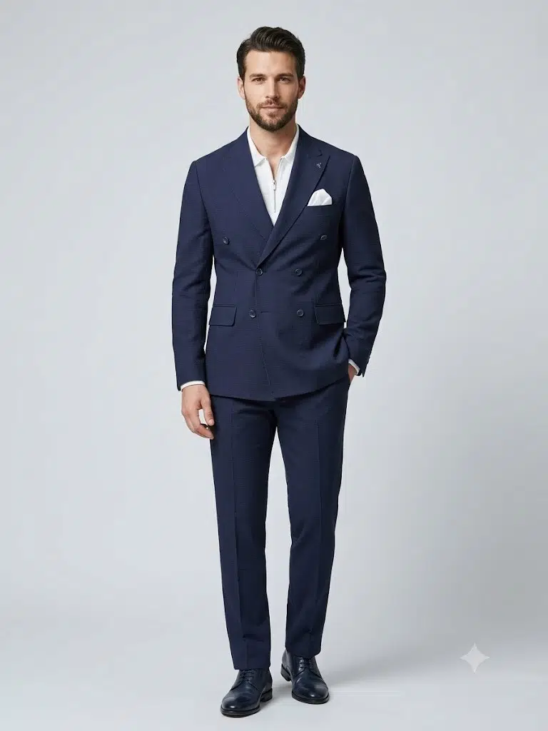 MCR Erkek Slim Fit Lacivert Kruvaze Ceket 41431 - LACİVERT