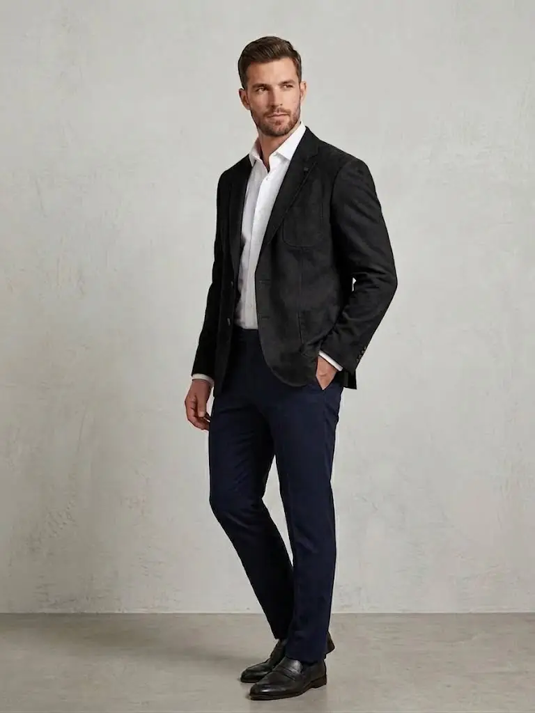 CENTİLMEN Slim Fit Süet Dikiş Detaylı Mono Yaka Spor Blazer Ceket 41505 - SİYAH