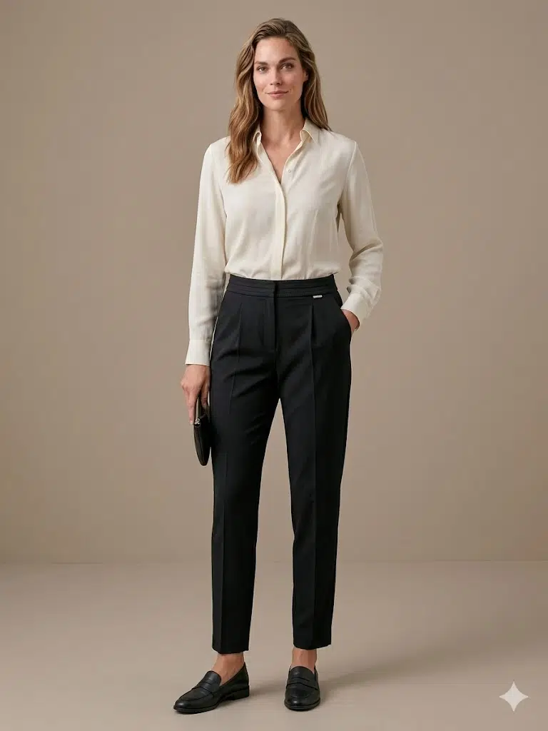 MODAİLGİ Yüksek Bel Pileli Havuç Paça Kumaş Pantolon 40205 - SİYAH