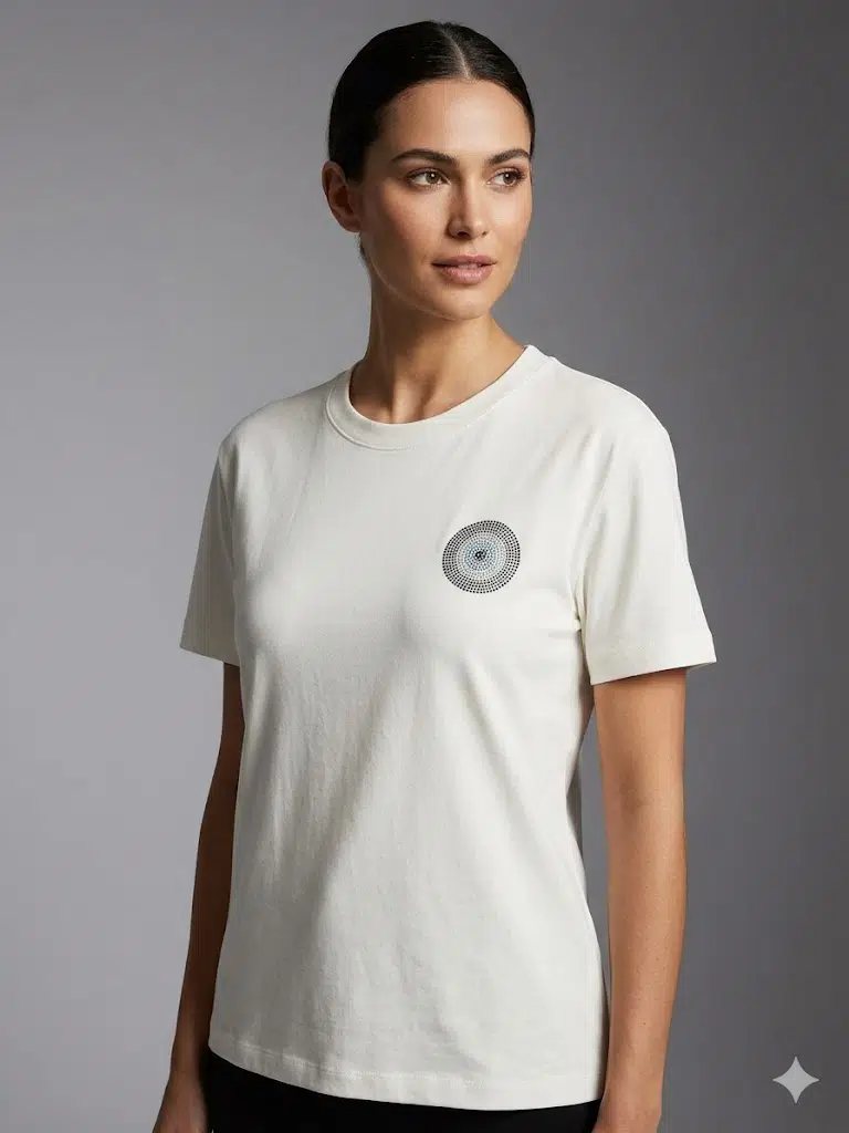 NAAR Boncuk İşlemeli T-shirt 32362 - EKRU