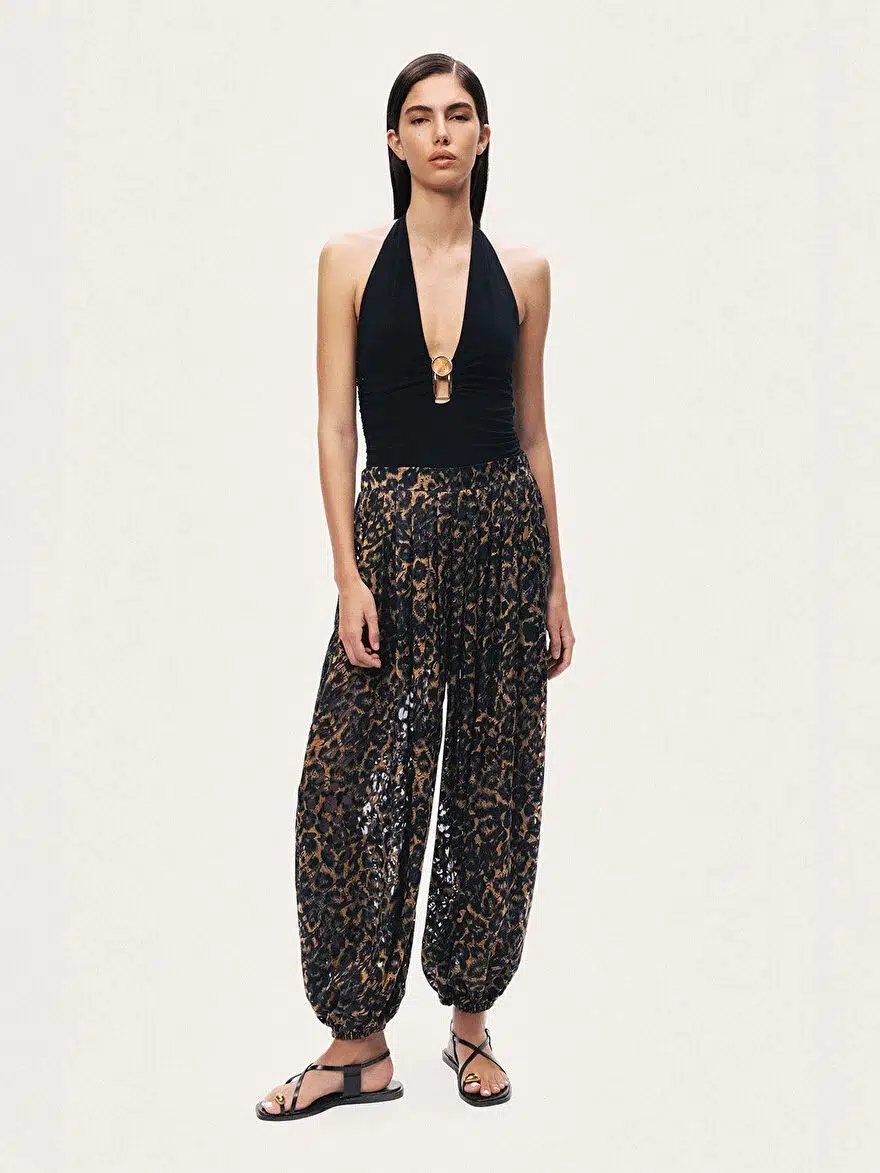 NOCTURNE Leopar Desenli Şalvar Pantolon 3494 - LEOPAR