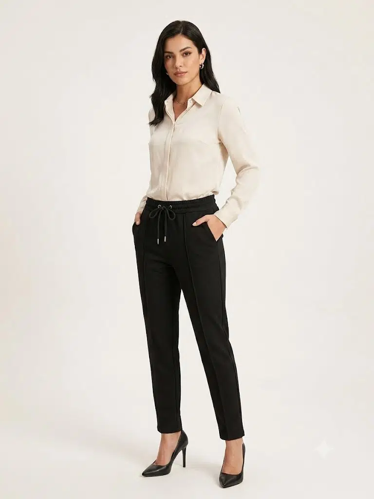 ON TRİKO Siyah Beli Lastikli Bağcıklı Casual Eşofman Pantolon 46129 - SİYAH
