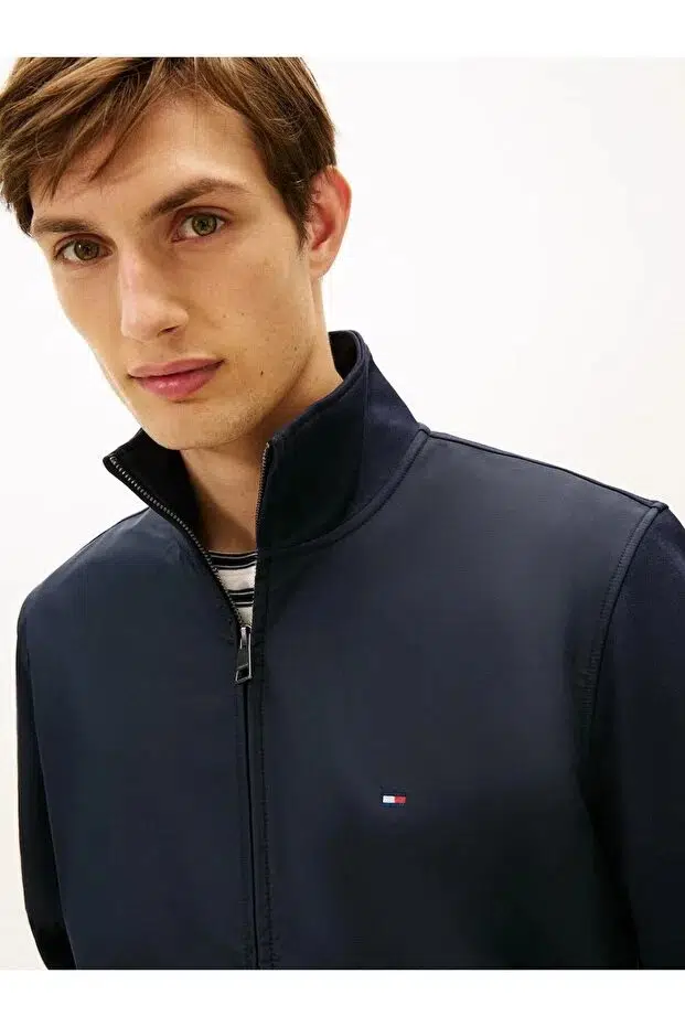 TOMMY HILFIGER Pamuklu Regular Fit Dik Yaka Fermuarlı Erkek Mont MW0MW41758DW5 - LACİVERT