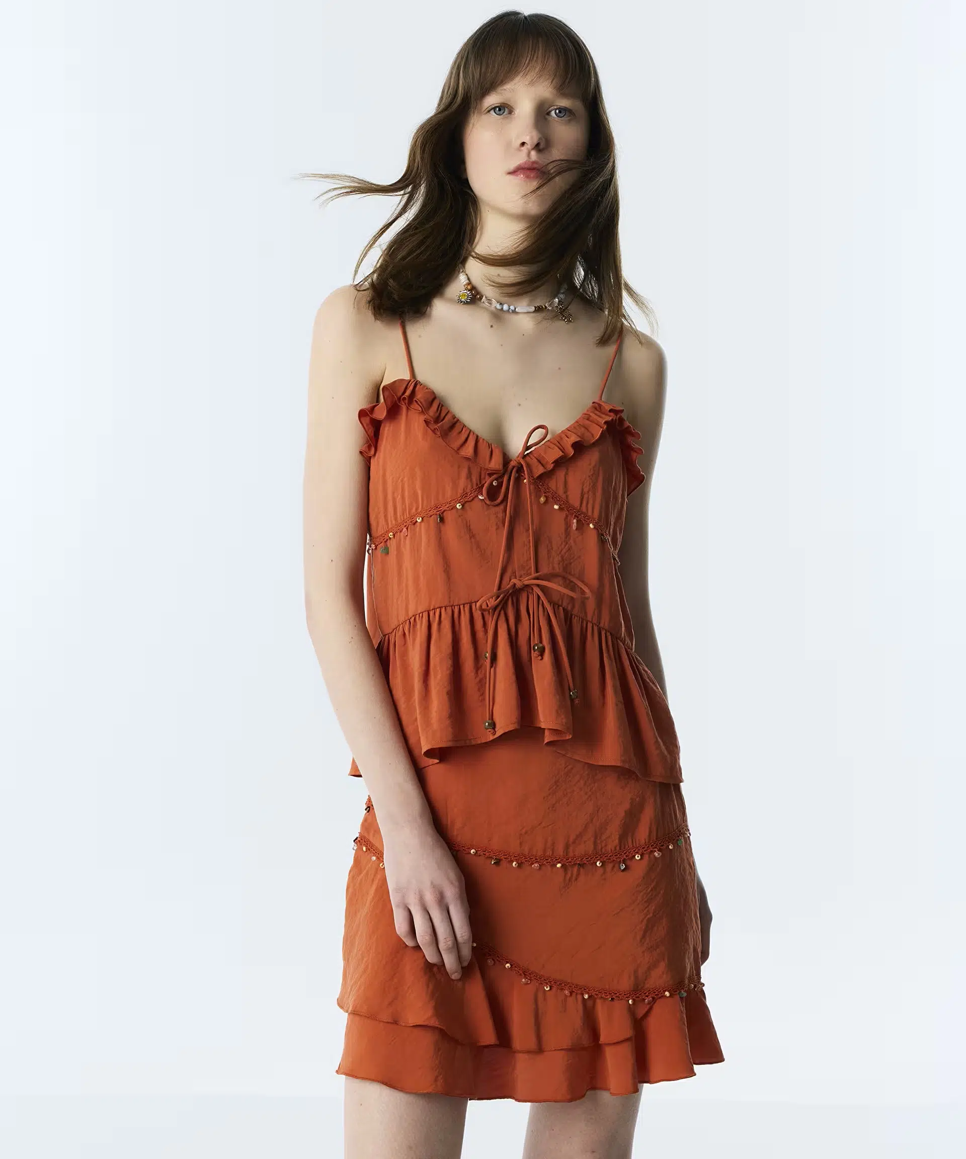 TWİST Karma Aksesuarlı Crop Bluz TS1260006099 - KİREMİT