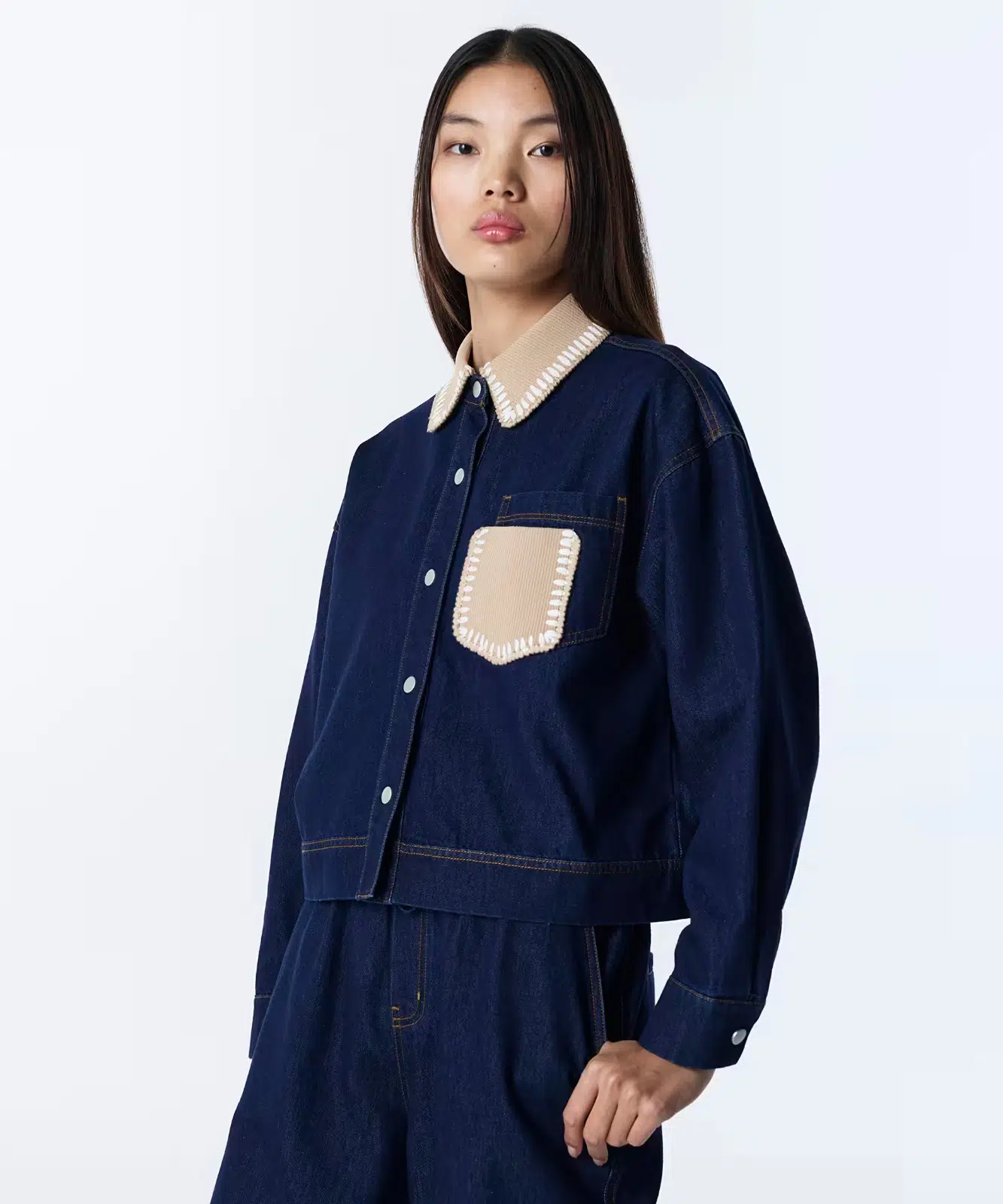 TWIST Triko Cepli Jean Gömlek TS1260025146 - İNDİGO