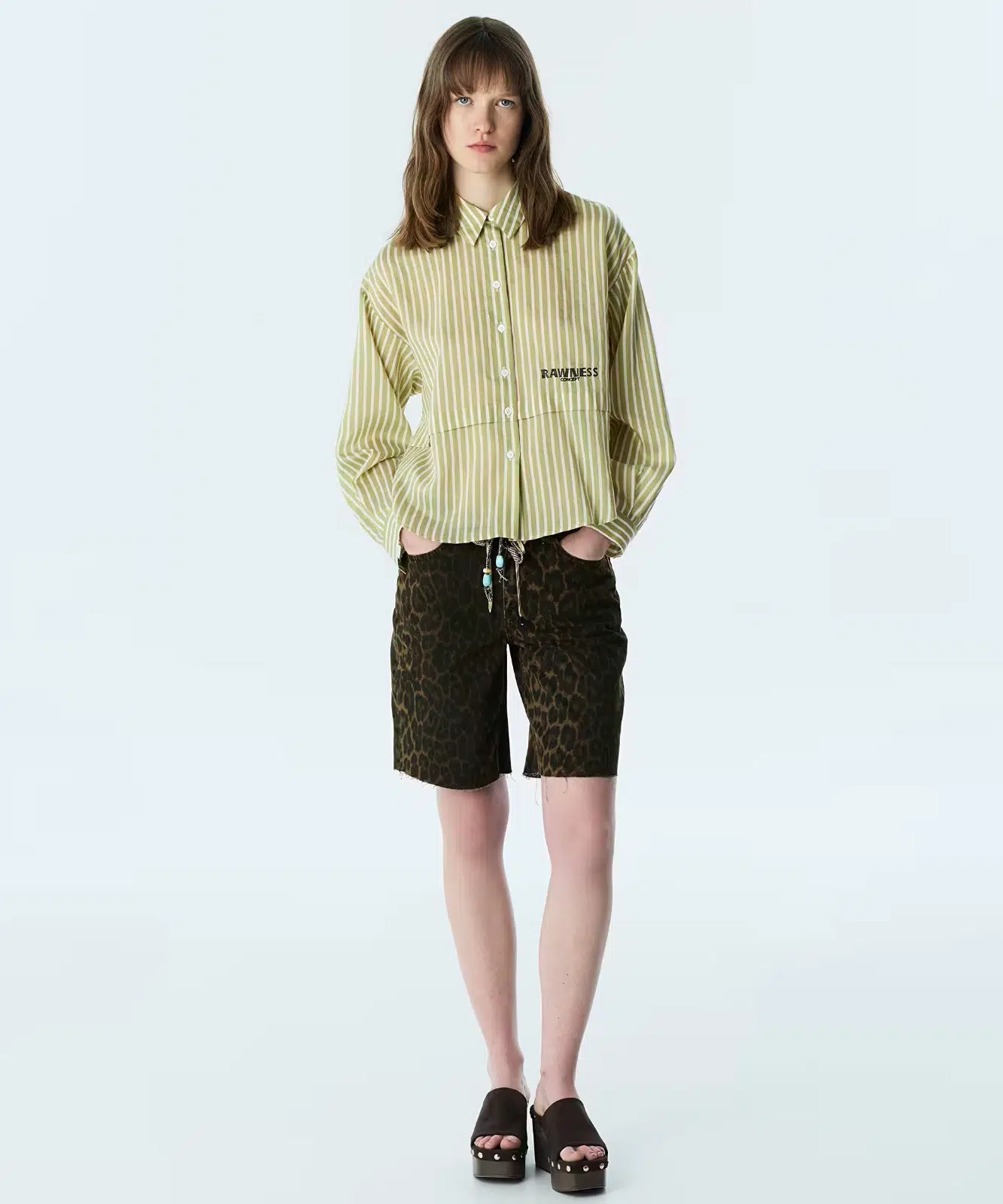 TWIST Slogan Nakışlı Oversize Gömlek TS1260025224 - YEŞİL
