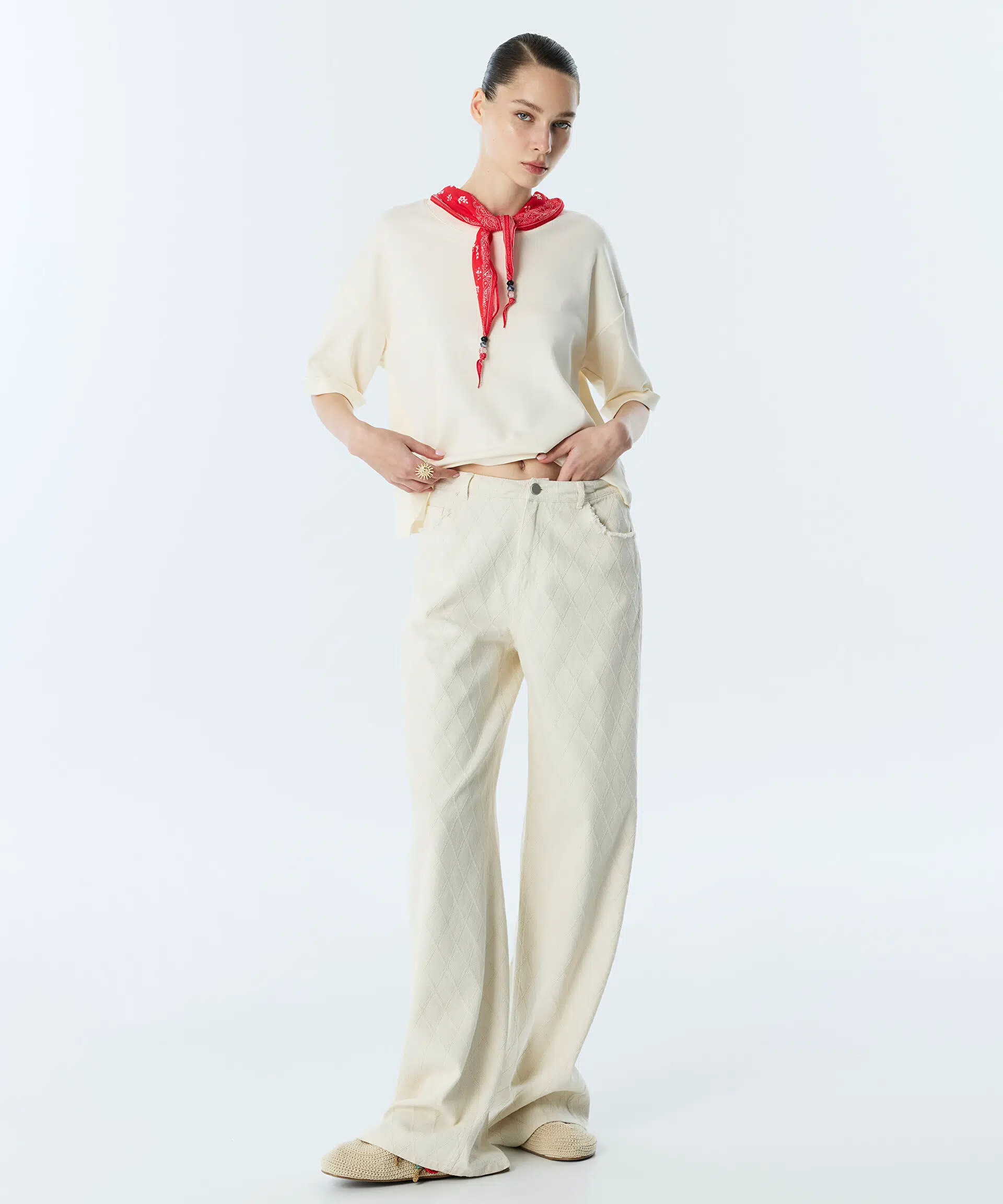 TWIST Bakla Dokulu Wide Leg Jean Pantolon TS1260018054