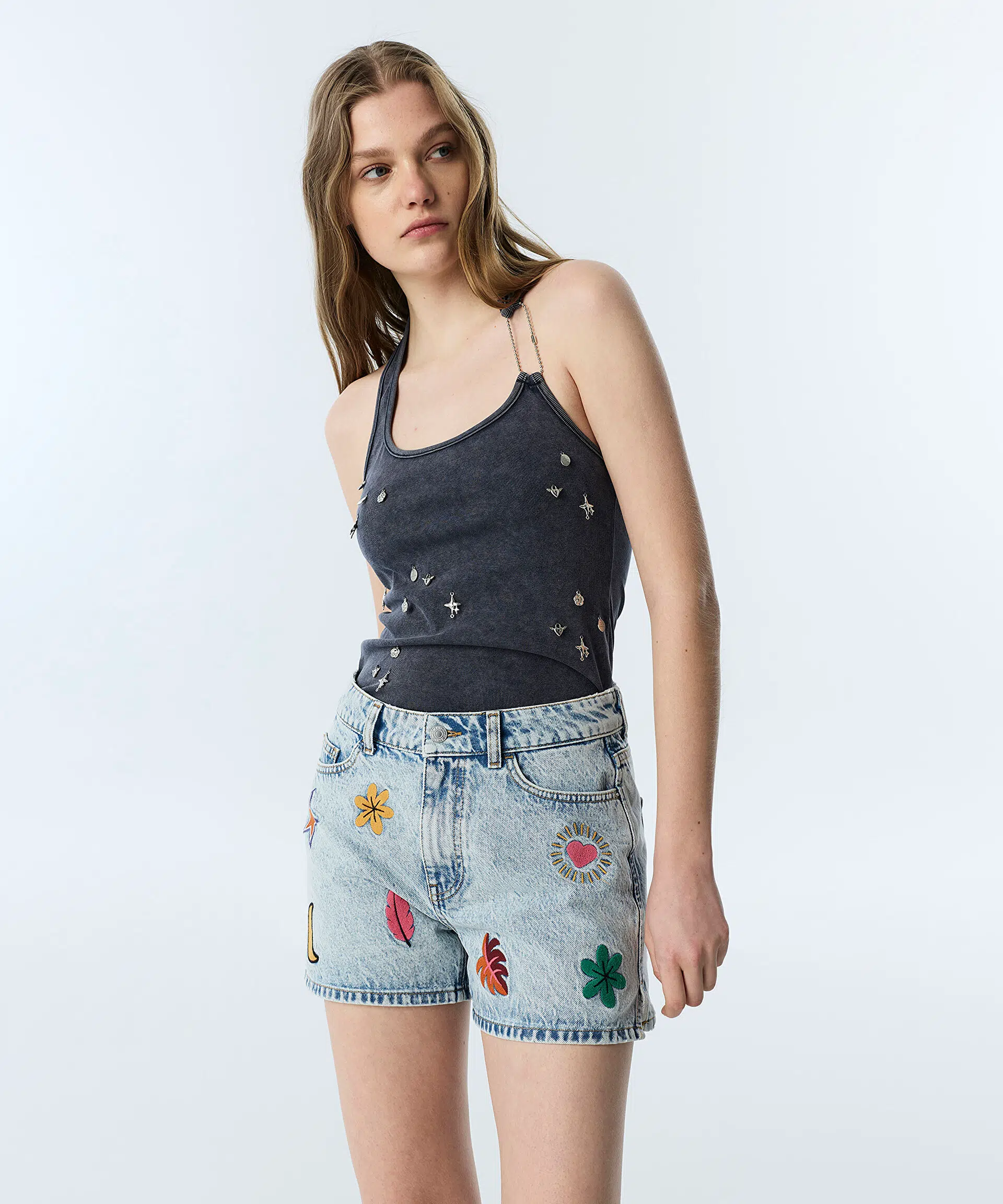 TWIST Nakışlı Denim Şort TS1260013086