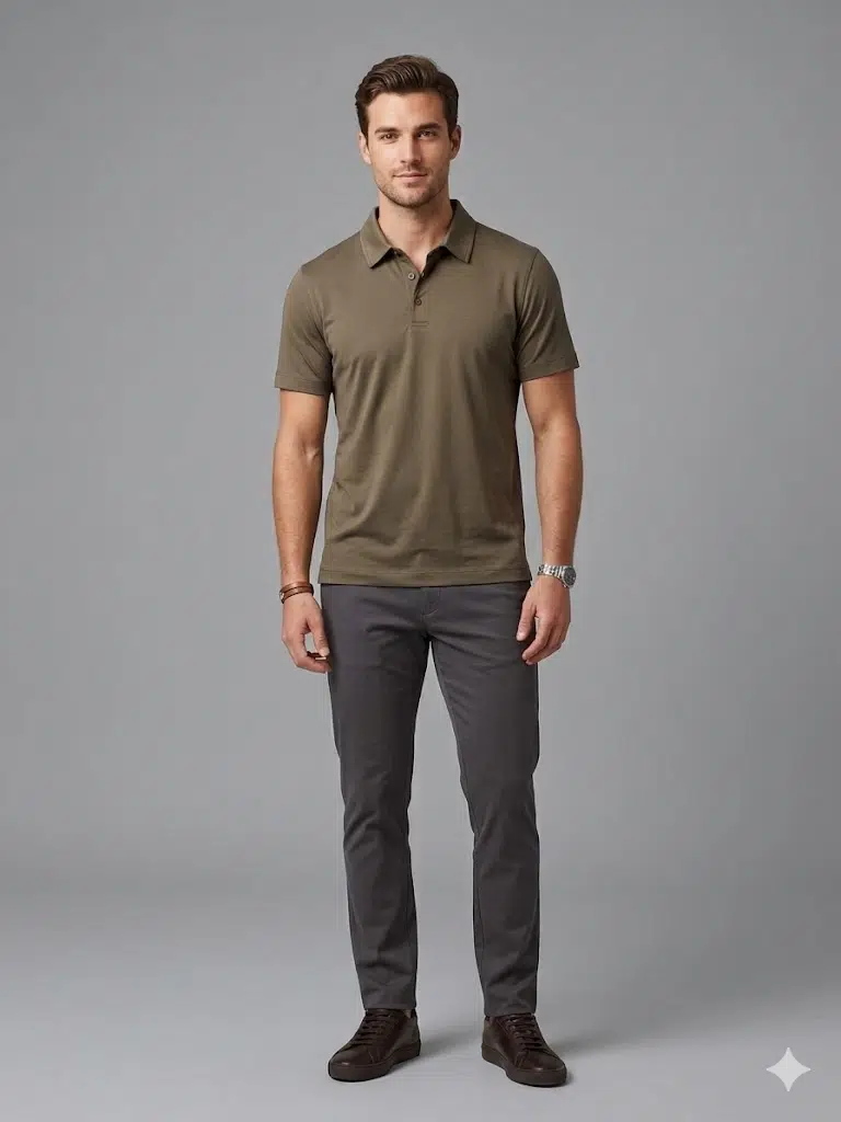 VAGANZA Erkek Polo Yaka T-Shirt Slim Fit 2036 - VİZON