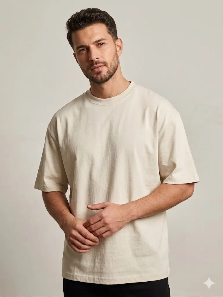 VAGANZA Erkek Düz Siyah Günlük T-Shirt 7018 - EKRU